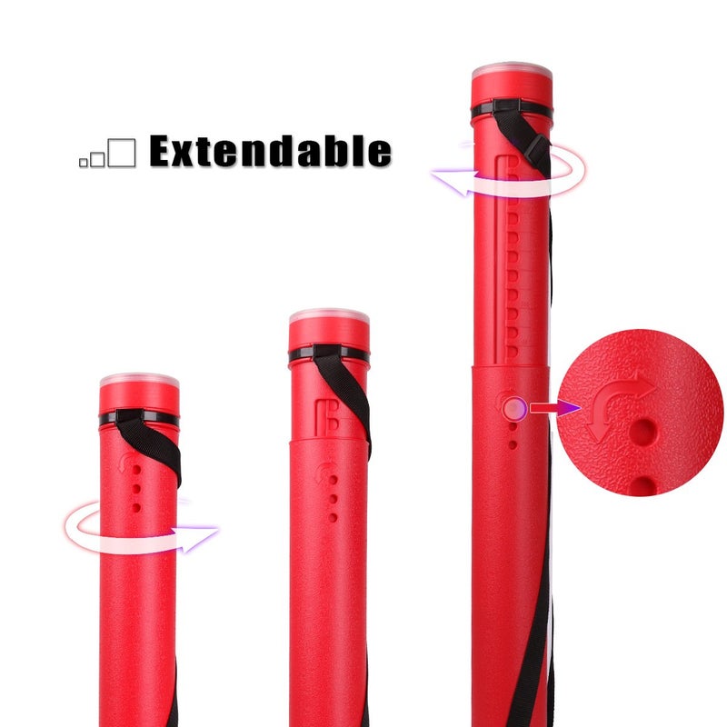 TRANSON أنبوب تخزين ملصقات TRANSON المتين مع أحزمة 24"-40" قابل للتعديل للخرائط، الأعمال الفنية، الملصقات باللون الأحمر - Image 3